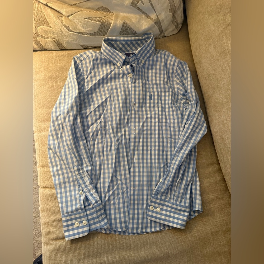 Johnnie-O. Size 10. Prep-formance material. Light blue and white check